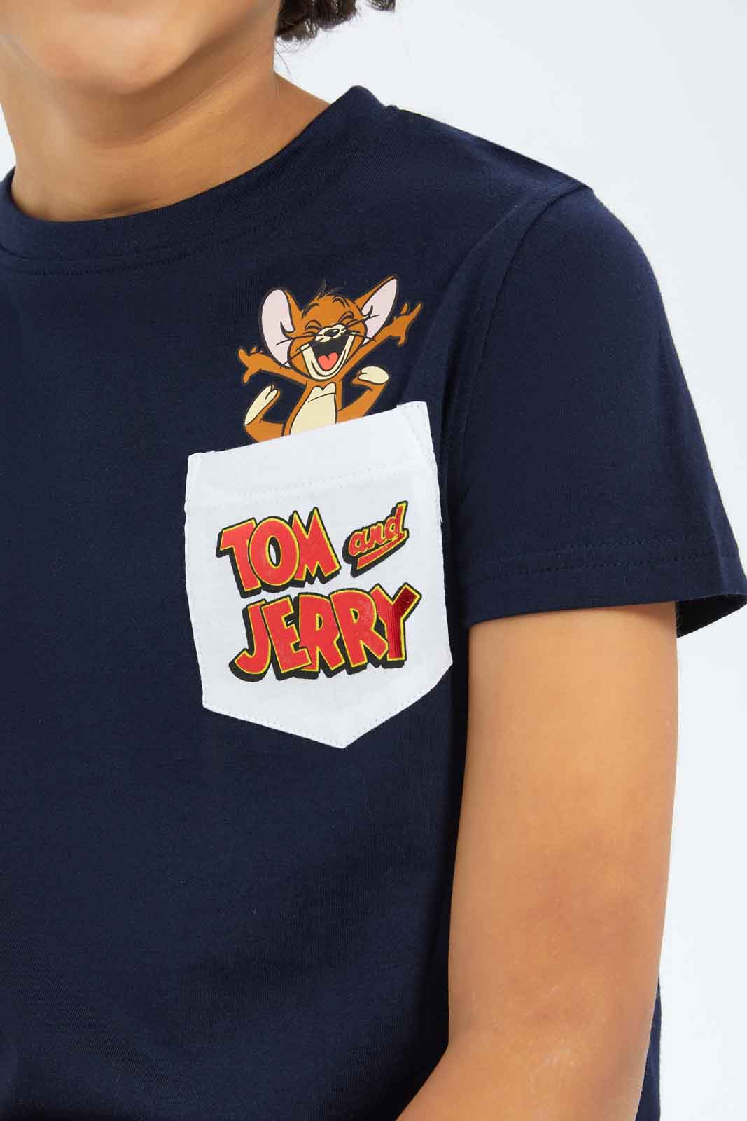 Redtag-Boys-Navy-Tom-And-Jerry-Character-Pocket-T-Shirt-BOY-T-Shirts,-Category:T-Shirts,-CHA,-Colour:Navy,-Deals:New-In,-Dept:Boys,-Filter:Boys-(2-to-8-Yrs),-New-In-BOY-APL,-Non-Sale,-S23B,-Section:Boys-(0-to-14Yrs),-TBL-Boys-2 to 8 Years