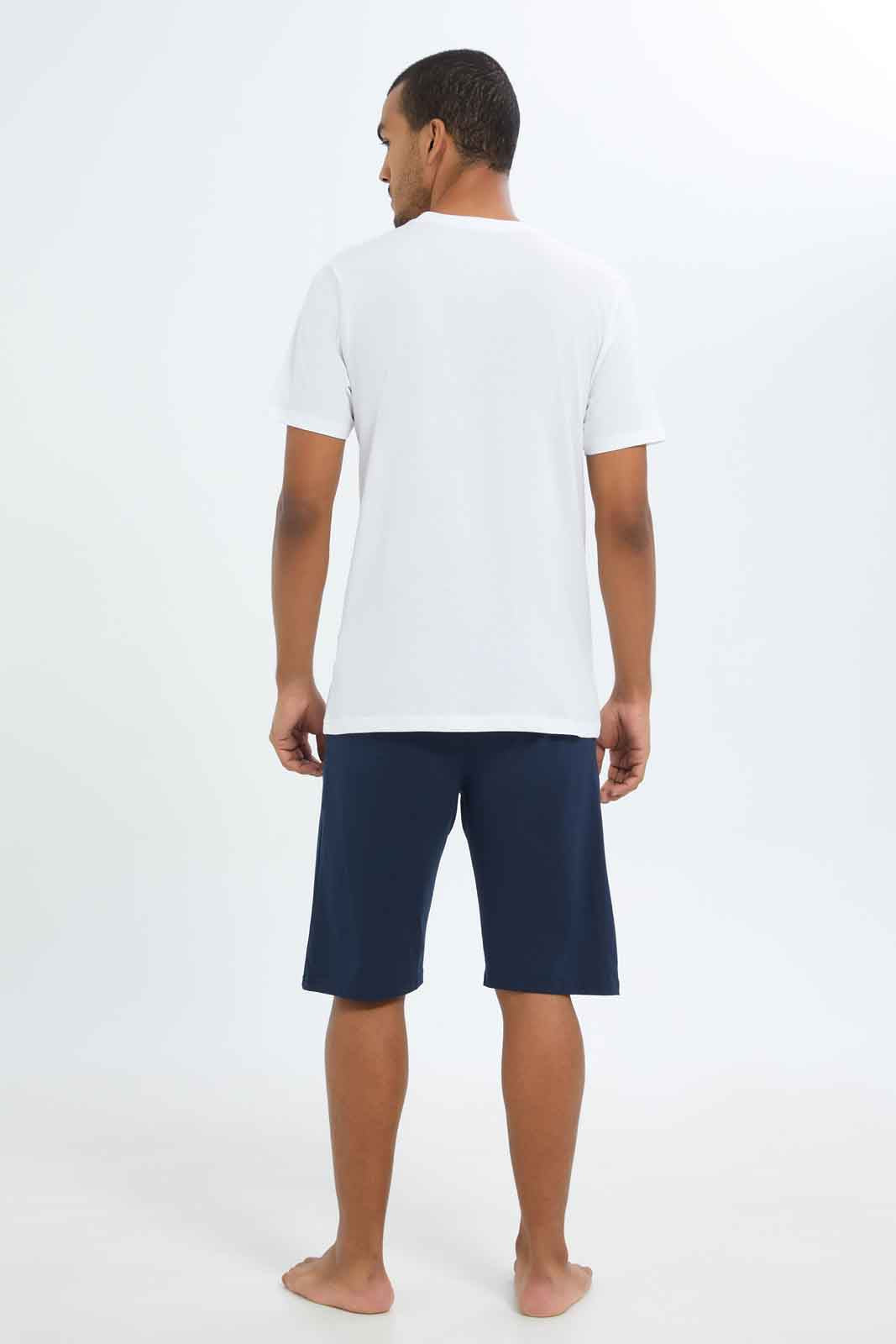 Redtag-Men-White-T-Shirt-&-Navy-Shorts-Pyjama-Set-Category:Pyjama-Sets,-Colour:White,-Deals:New-In,-Dept:Menswear,-Filter:Men's-Clothing,-Men-Pyjama-Sets,-New-In-Men-APL,-Non-Sale,-S23B,-Section:Men-Men's-