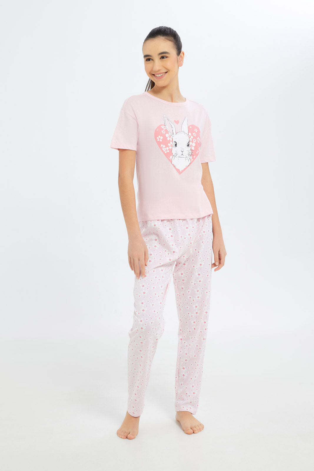 Redtag-Girls-Pink-Bunny-Pajama-Sets-Category:Pyjama-Sets,-Colour:Assorted,-Deals:2-FOR-79,-Deals:New-In,-Dept:Girls,-Filter:Senior-Girls-(8-to-14-Yrs),-GSR-Pyjama-Sets,-H1:KWR,-H2:GSR,-H3:NWR,-H4:PJS,-New-In-GSR-APL,-Non-Sale,-S23B,-Season:S23B,-Section:Girls-(0-to-14Yrs)-Senior-Girls-9 to 14 Years