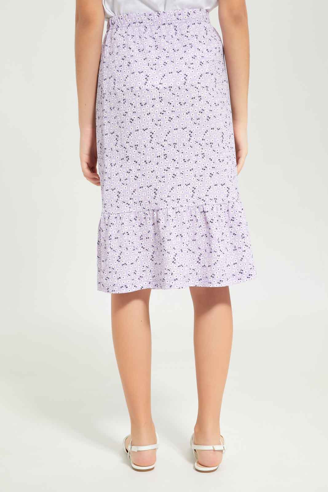 Redtag-Girls-Purple-Floral-Jacquard-Skirts-Category:Skirts,-Colour:Purple,-Deals:New-In,-Dept:Girls,-Filter:Senior-Girls-(8-to-14-Yrs),-GSR-Skirts,-New-In-GSR-APL,-Non-Sale,-S23B,-Section:Girls-(0-to-14Yrs)-Senior-Girls-9 to 14 Years