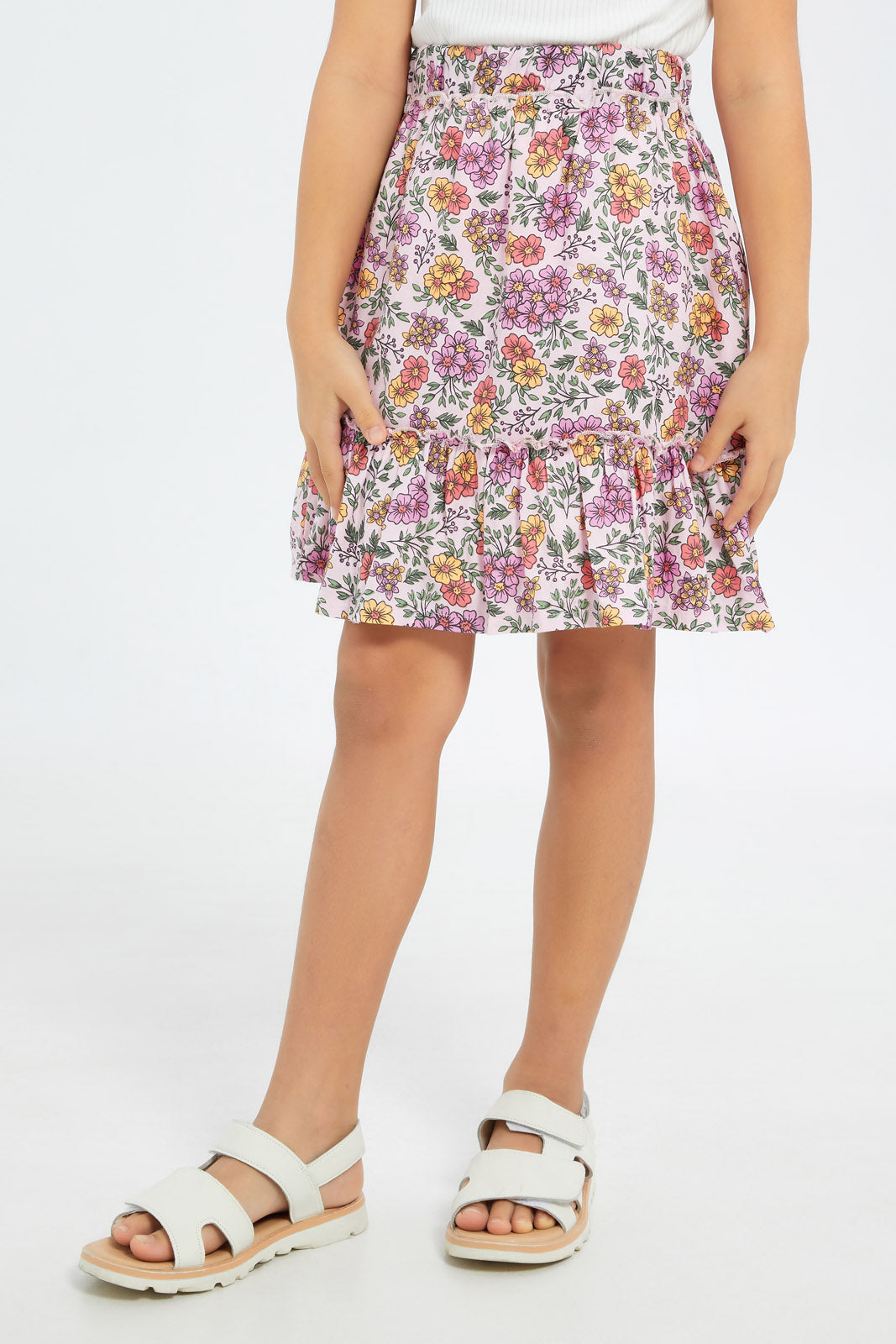 Redtag-Girls-Ruffle-Skirt---White-Butterfly-Category:Skirts,-Colour:White,-Deals:2-FOR-89,-Deals:New-In,-Dept:Girls,-Filter:Girls-(2-to-8-Yrs),-GIR-Skirts,-H1:KWR,-H2:GIR,-H3:SKT,-H4:CAK,-New-In-GIR-APL,-Non-Sale,-S23B,-Season:S23B,-Section:Girls-(0-to-14Yrs)-Girls-2 to 8 Years