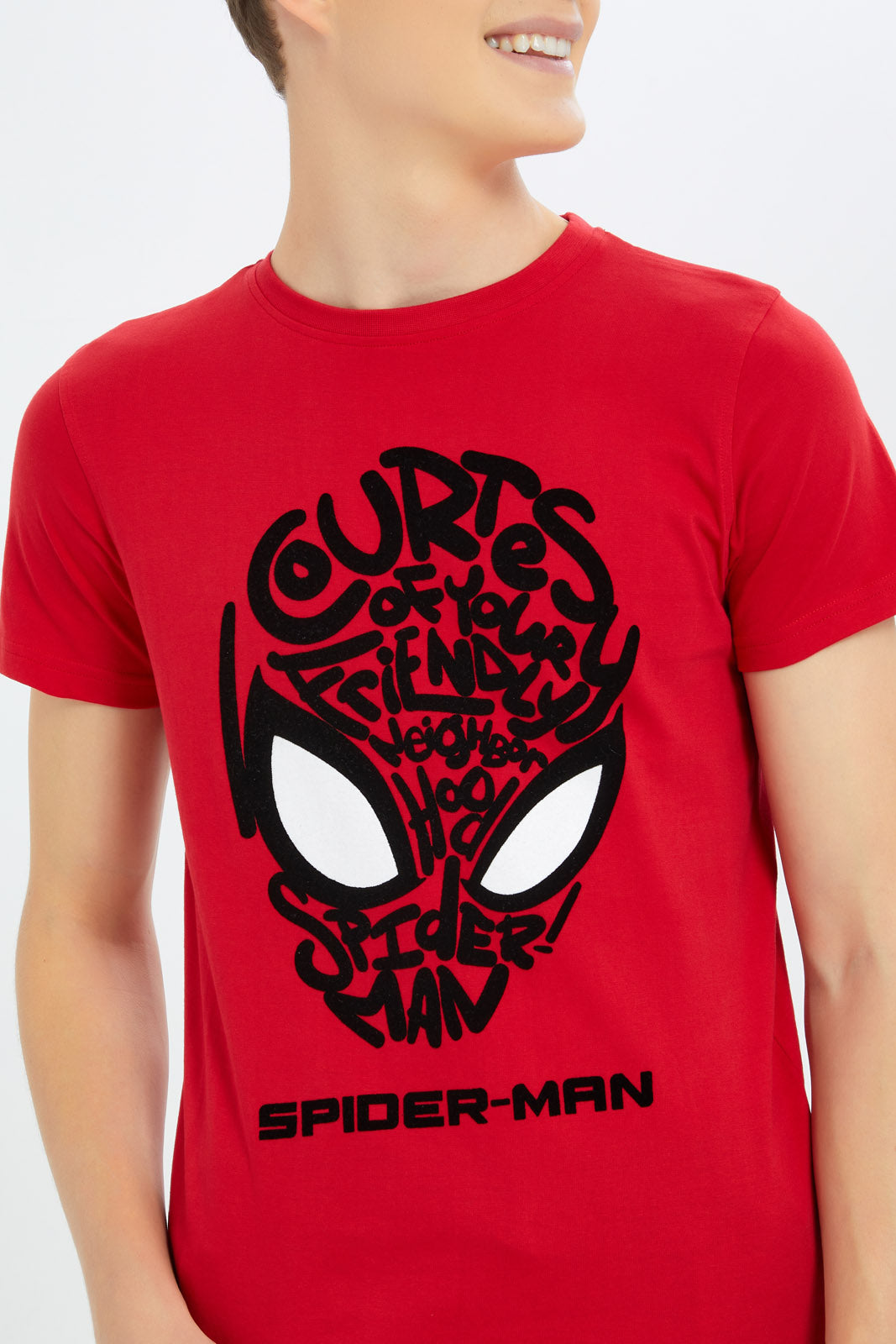 Redtag-Boys-Red-Spiderman-Tee-BSR-T-Shirts,-Category:T-Shirts,-CHA,-Colour:Red,-Deals:New-In,-Dept:Boys,-Filter:Senior-Boys-(8-to-14-Yrs),-New-In-BSR-APL,-Non-Sale,-S23B,-Section:Boys-(0-to-14Yrs),-TBL-Senior-Boys-9 to 14 Years