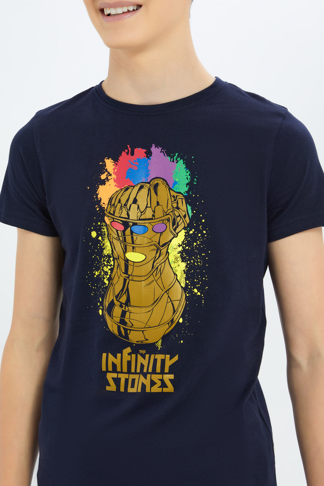Redtag-Boys-Navy-Infinity-Of-Stones-Tee-BSR-T-Shirts,-Category:T-Shirts,-Colour:Navy,-Deals:New-In,-Dept:Boys,-Filter:Senior-Boys-(8-to-14-Yrs),-New-In-BSR-APL,-Non-Sale,-S23B,-Section:Boys-(0-to-14Yrs),-TBL-Senior-Boys-9 to 14 Years