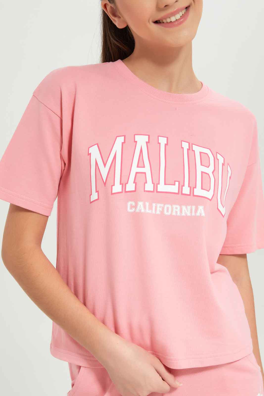 Redtag-Girls-Pink-Extended-Sleeve-Top-Category:T-Shirts,-Colour:Apricot,-Deals:New-In,-Dept:Girls,-Filter:Senior-Girls-(8-to-14-Yrs),-GSR-T-Shirts,-New-In-GSR-APL,-Non-Sale,-S23B,-Section:Girls-(0-to-14Yrs)-Senior-Girls-9 to 14 Years