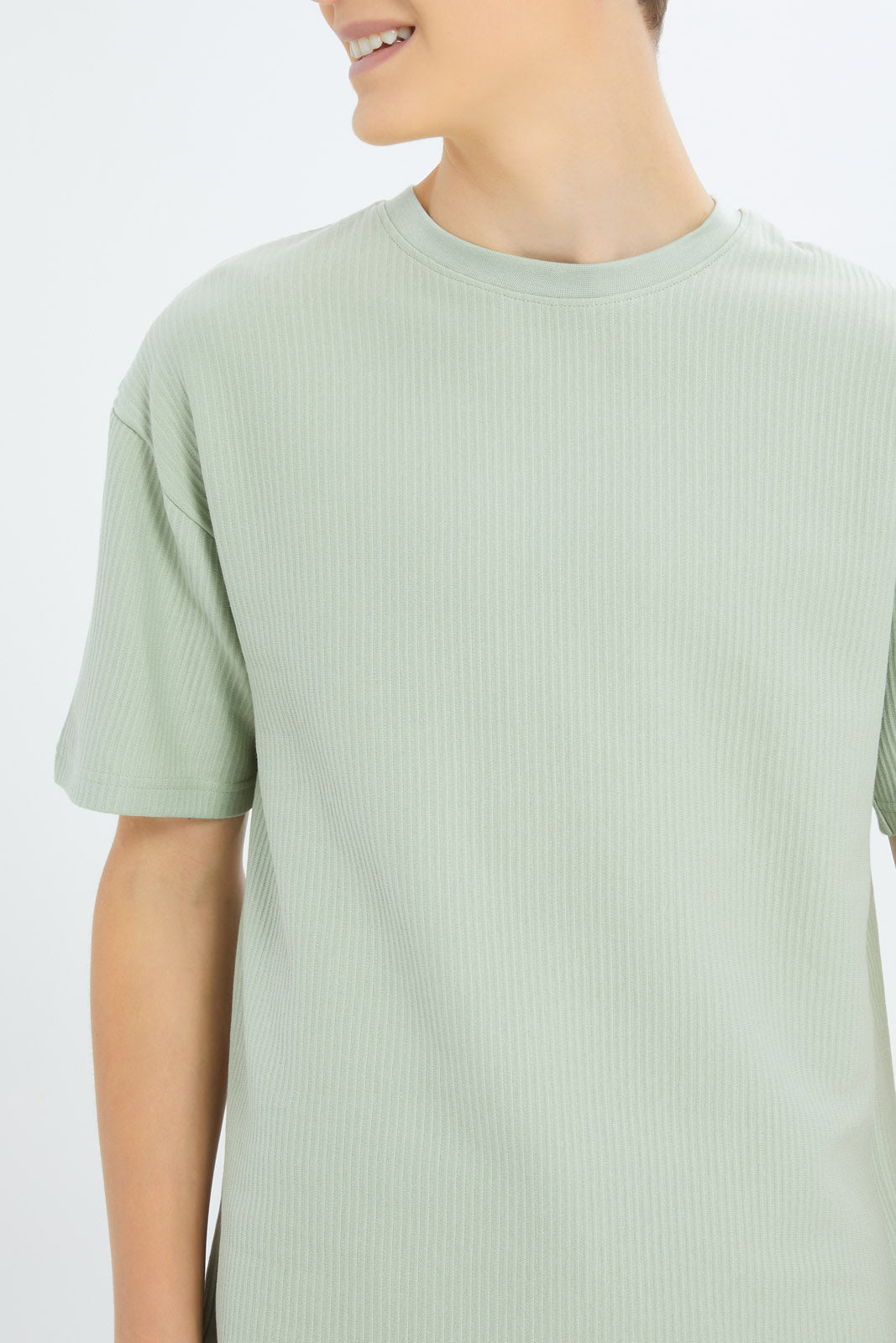 Redtag-Boys-Mint-Oversize-Jacquard-Tee-BSR-T-Shirts,-Category:T-Shirts,-Colour:Mint,-Deals:New-In,-Dept:Boys,-Filter:Senior-Boys-(8-to-14-Yrs),-New-In-BSR-APL,-Non-Sale,-S23B,-Section:Boys-(0-to-14Yrs),-VLM-Senior-Boys-9 to 14 Years
