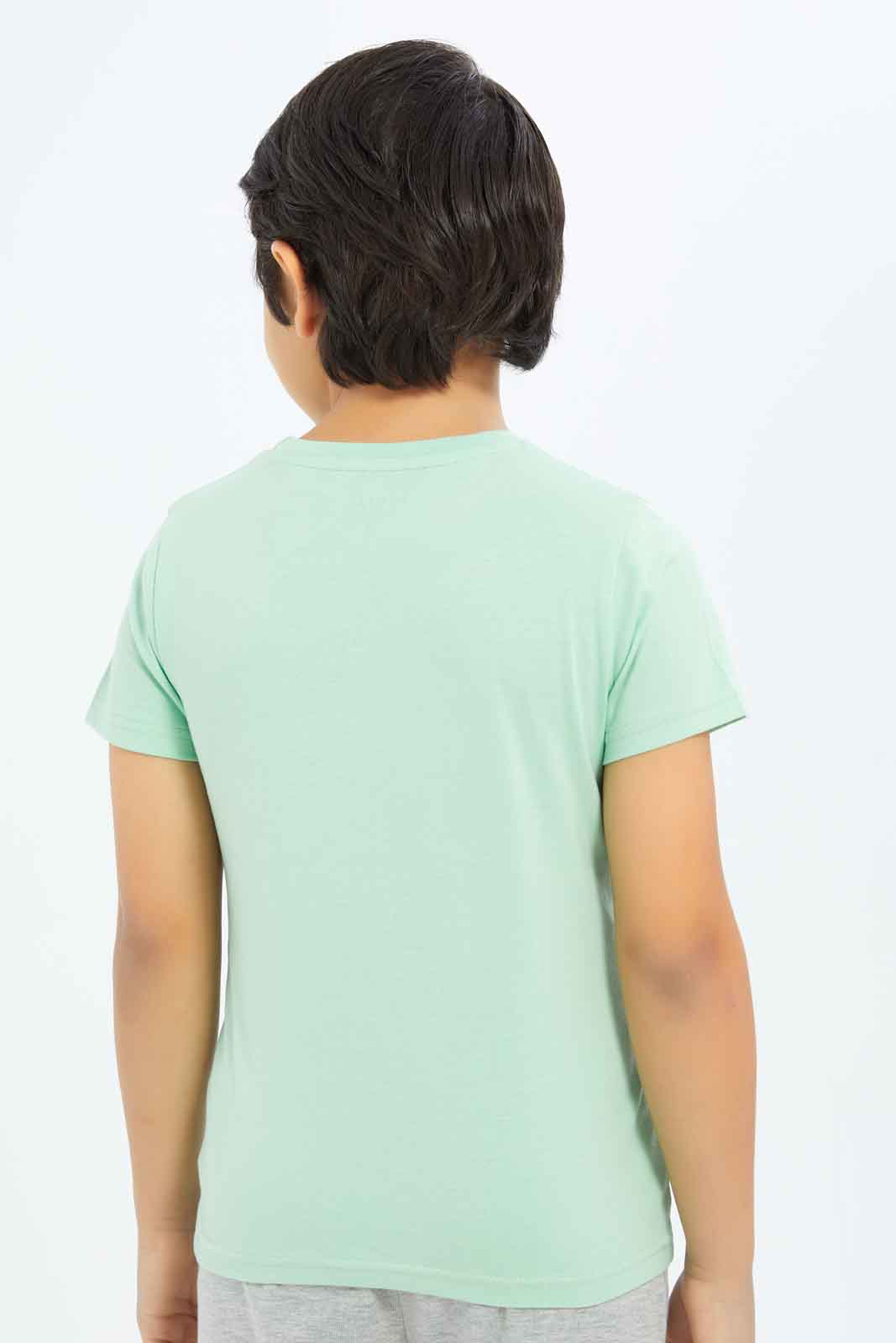 Redtag-Boys-Olive-Dino-Print-BOY-T-Shirts,-Category:T-Shirts,-CHA,-Colour:Green,-Deals:New-In,-Dept:Boys,-Filter:Boys-(2-to-8-Yrs),-New-In-BOY-APL,-Non-Sale,-S23B,-Section:Boys-(0-to-14Yrs),-VLM-Boys-2 to 8 Years