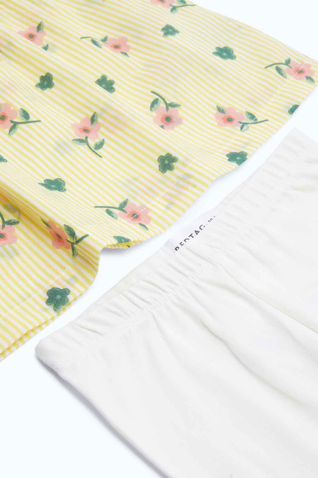 Redtag-Girls-Yellow-Floral-Aop-Top-And-Leggings-Category:Sets,-Colour:Yellow,-Deals:New-In,-Dept:Girls,-Filter:Infant-Girls-(3-to-24-Mths),-ING-Sets,-New-In-ING-APL,-Non-Sale,-S23B,-Section:Girls-(0-to-14Yrs)-Infant-Girls-3 to 24 Months