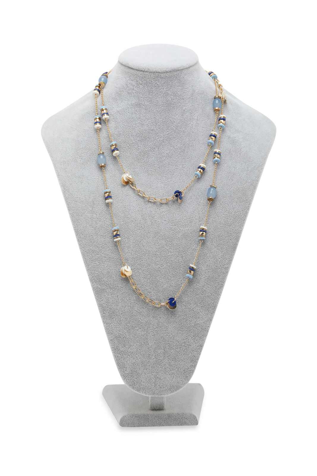 Redtag-Gold--Blue-Necklace-Category:Jewellery,-Colour:Gold,-Filter:Women's-Accessories,-LEC-Jewellery,-New-In,-New-In-Women-ACC,-Non-Sale,-S23A,-Section:Women-Women-
