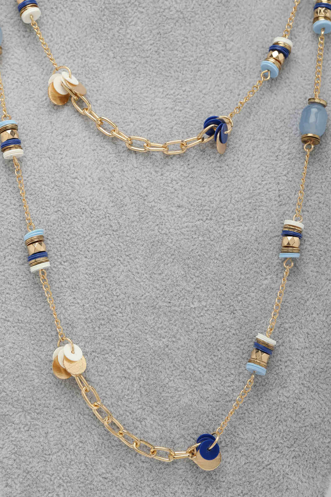 Redtag-Gold--Blue-Necklace-Category:Jewellery,-Colour:Gold,-Filter:Women's-Accessories,-LEC-Jewellery,-New-In,-New-In-Women-ACC,-Non-Sale,-S23A,-Section:Women-Women-