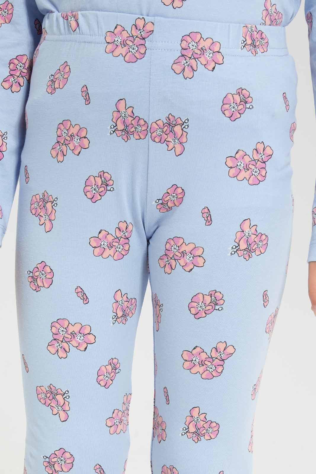 Redtag-Girls-Blue/Fuchsia-2-Pack-Leggings-Category:Leggings,-Colour:Assorted,-Deals:New-In,-Dept:Girls,-Filter:Girls-(2-to-8-Yrs),-GIR-Leggings,-New-In-GIR-APL,-Non-Sale,-S23A,-Section:Girls-(0-to-14Yrs),-VLM-Girls-2 to 8 Years