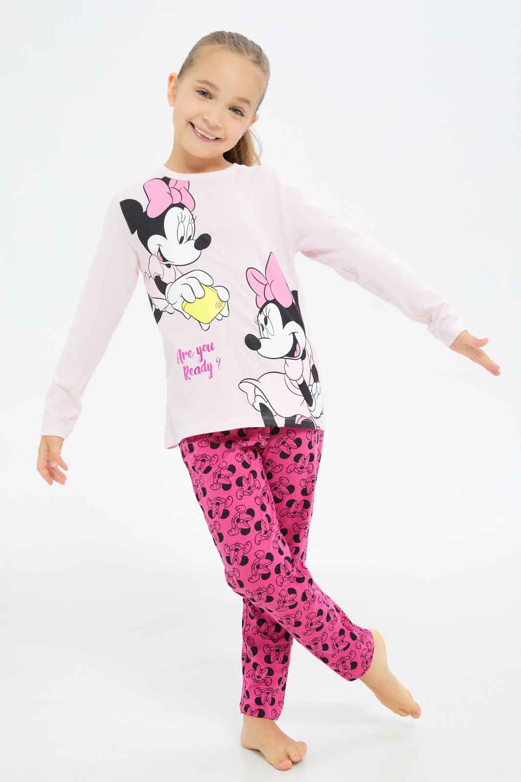 Redtag-Girls-Pink-Minnie-Mouse-Pj-Set-Category:Pyjama-Sets,-CHA,-Colour:Apricot,-Deals:New-In,-Dept:Girls,-Filter:Girls-(2-to-8-Yrs),-GIR-Pyjama-Sets,-New-In-GIR-APL,-Non-Sale,-S23A,-Section:Girls-(0-to-14Yrs)-Girls-2 to 8 Years
