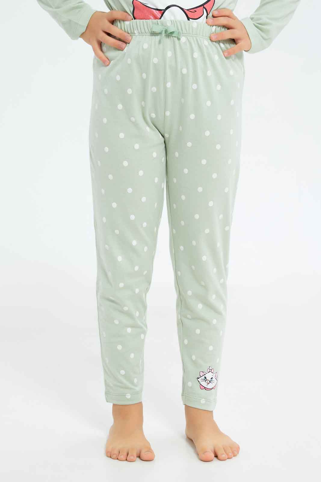 Redtag-Girls-Green-Marie-Pj-Set-Category:Pyjama-Sets,-Colour:Green,-Deals:New-In,-Dept:Girls,-Filter:Girls-(2-to-8-Yrs),-GIR-Pyjama-Sets,-New-In-GIR-APL,-Non-Sale,-S23A,-Section:Girls-(0-to-14Yrs)-Girls-2 to 8 Years