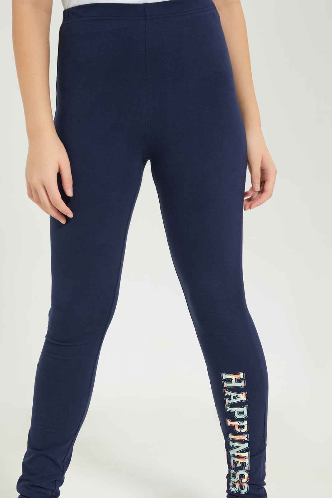 Redtag-Girls-Navy-Placement-Print-Legging-Category:Leggings,-Colour:Navy,-Deals:New-In,-Dept:Girls,-Filter:Senior-Girls-(8-to-14-Yrs),-GSR-Leggings,-New-In-GSR-APL,-Non-Sale,-S23B,-Section:Girls-(0-to-14Yrs),-TBL-Senior-Girls-9 to 14 Years