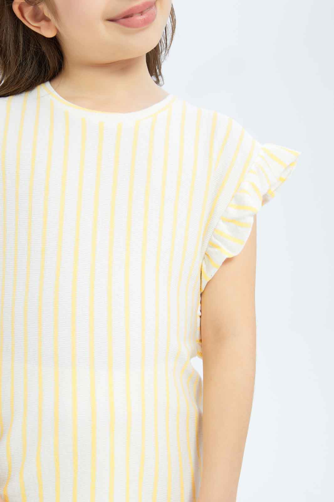 Redtag-Girls-Towelling-Stripe-Jersey-Top---Yellow-Category:Blouses,-Colour:Yellow,-Deals:New-In,-Dept:Girls,-Filter:Girls-(2-to-8-Yrs),-GIR-Blouses,-New-In-GIR-APL,-Non-Sale,-S23B,-Section:Girls-(0-to-14Yrs)-Girls-2 to 8 Years