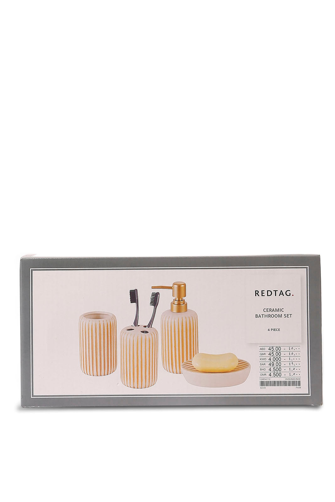 Redtag-Beige-Ceramic-Bathroom-Set-(4Pcs)-Category:Toiletry-Sets,-Colour:Beige,-Deals:New-In,-Filter:Home-Bathroom,-HMW-BAC-Bath-Accessories,-New-In-HMW-BAC,-Non-Sale,-S23B,-Section:Homewares-Home-Bathroom-