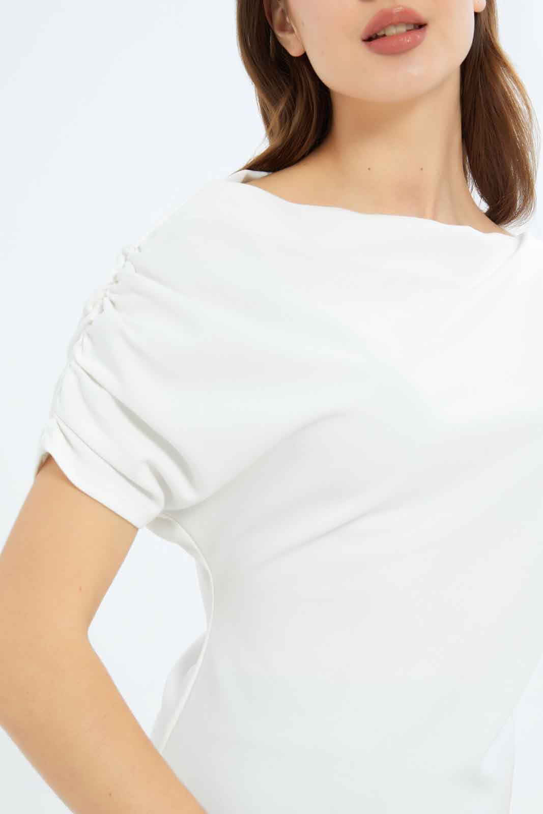 Redtag-Women-Off-Shoulder-Waisted-Top-Category:Tops,-Colour:White,-Deals:New-In,-Dept:Ladieswear,-Filter:Women's-Clothing,-New-In-Women-APL,-Non-Sale,-S23B,-Section:Women,-Women-Tops-Women's-