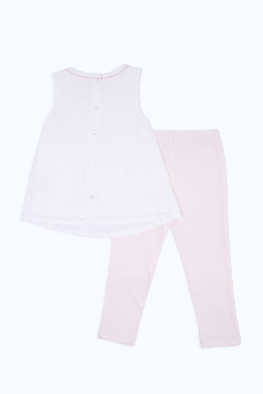 Redtag-Girls-White-Peterpan-Collar-Blouse-With-Leggings-Category:Sets,-Colour:White,-Deals:New-In,-Dept:Girls,-Filter:Infant-Girls-(3-to-24-Mths),-H1:KWR,-H2:ING,-H3:SET,-H4:CAE,-ING-Sets,-New-In-ING-APL,-Non-Sale,-RMD,-S23C,-Season:S23C,-Section:Girls-(0-to-14Yrs)-Infant-Girls-3 to 24 Months