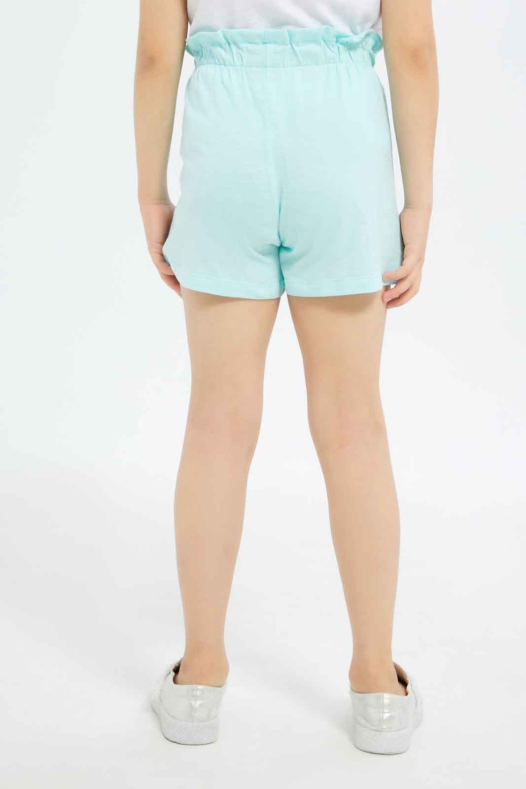 Redtag-Girls-Mint/Fuschia-2-Pack-Short-Category:Shorts,-Colour:Assorted,-Deals:New-In,-Dept:Girls,-Filter:Girls-(2-to-8-Yrs),-GIR-Shorts,-New-In-GIR-APL,-Non-Sale,-S23B,-Section:Girls-(0-to-14Yrs)-Girls-2 to 8 Years