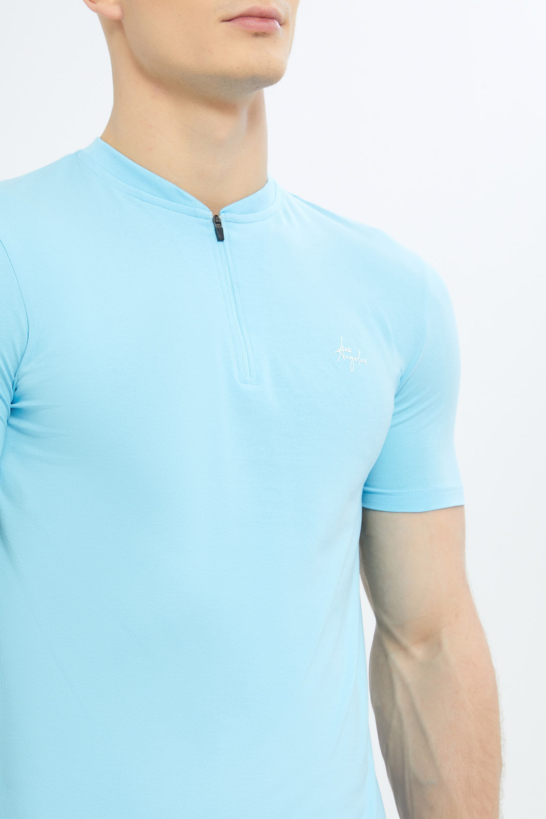 Redtag-Men-Sky-Blue-Half-Zip-Stretch-T-Shirt-Category:T-Shirts,-Colour:Sky-Blue,-Deals:New-In,-Dept:Menswear,-Filter:Men's-Clothing,-Men-T-Shirts,-New-In-Men-APL,-Non-Sale,-S23C,-Section:Men-Men's-