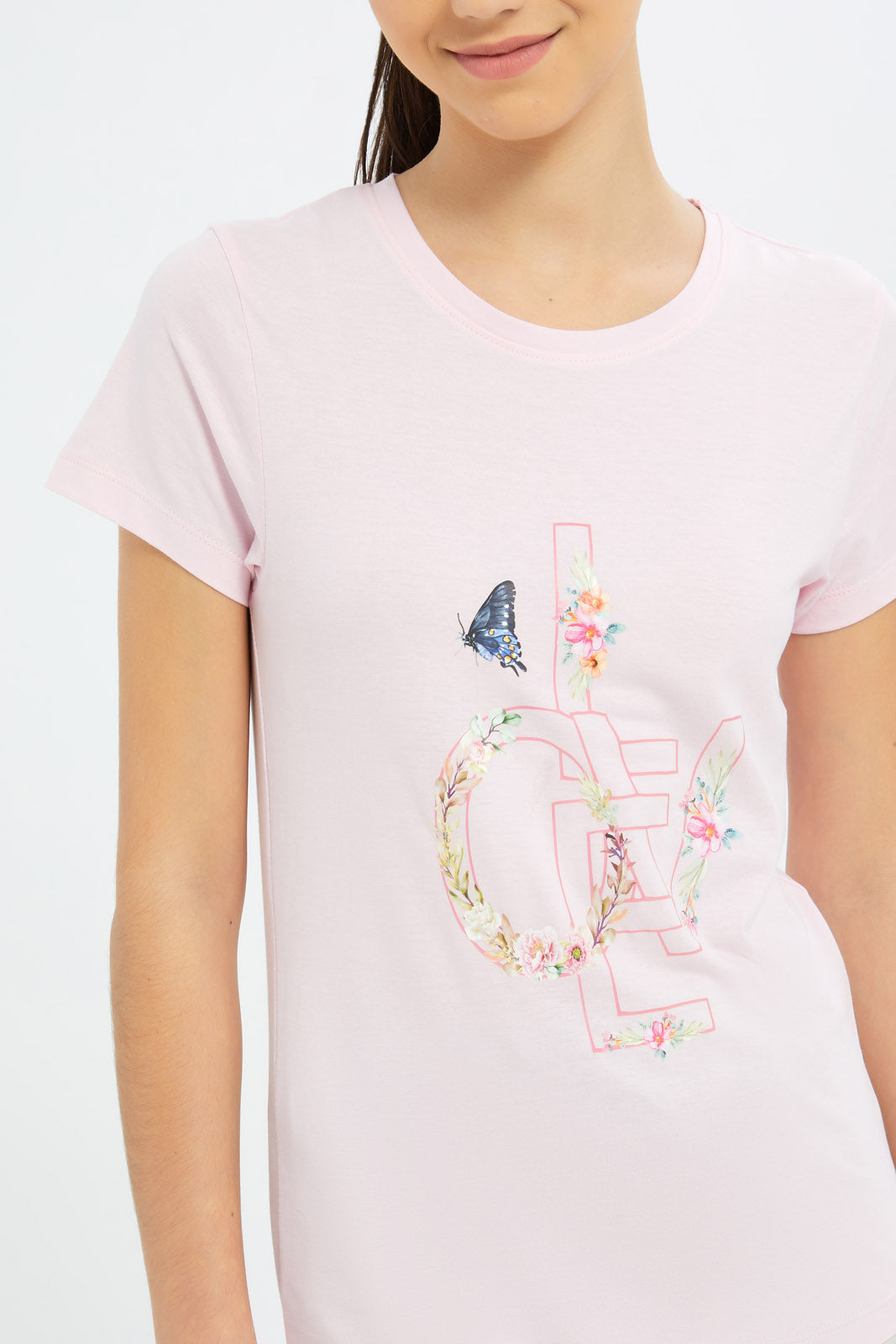Redtag-Girls-S/S-T-Shirt-W/-Print-@-Back-Category:T-Shirts,-Colour:Apricot,-Deals:New-In,-Dept:Girls,-Filter:Senior-Girls-(8-to-14-Yrs),-GSR-T-Shirts,-H1:KWR,-H2:GSR,-H3:TSH,-H4:CAT,-New-In-GSR-APL,-Non-Sale,-S23C,-Season:S23D,-Section:Girls-(0-to-14Yrs),-TBL-Senior-Girls-9 to 14 Years