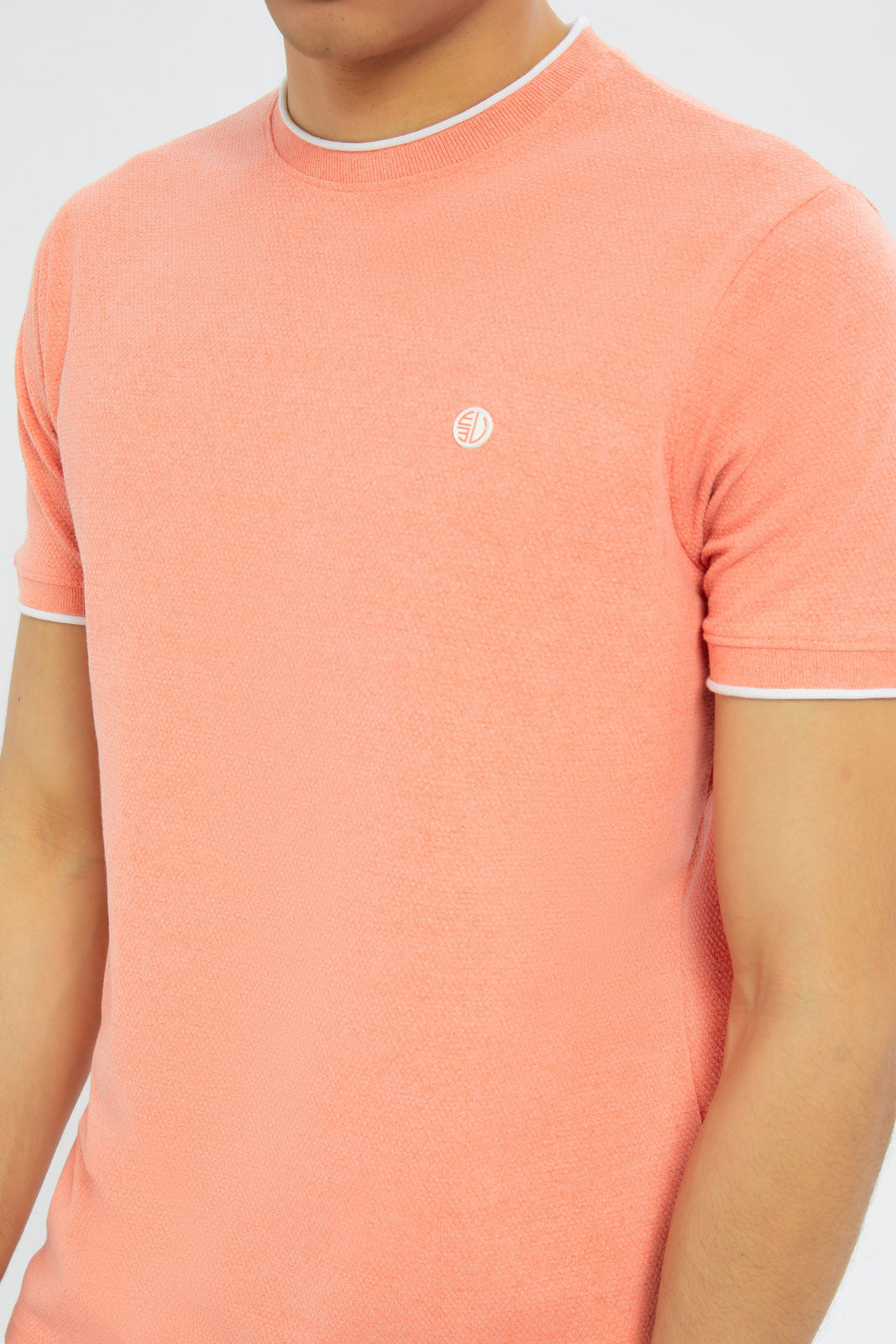 Redtag-Men-Red-Jacquard-T-Shirt-With-Tipping-Category:T-Shirts,-Colour:Red,-Deals:New-In,-Dept:Menswear,-Filter:Men's-Clothing,-H1:MWR,-H2:GEN,-H3:TSH,-H4:TSH,-Men-T-Shirts,-New-In-Men-APL,-Non-Sale,-S23C,-Season:S23C,-Section:Men-Men's-