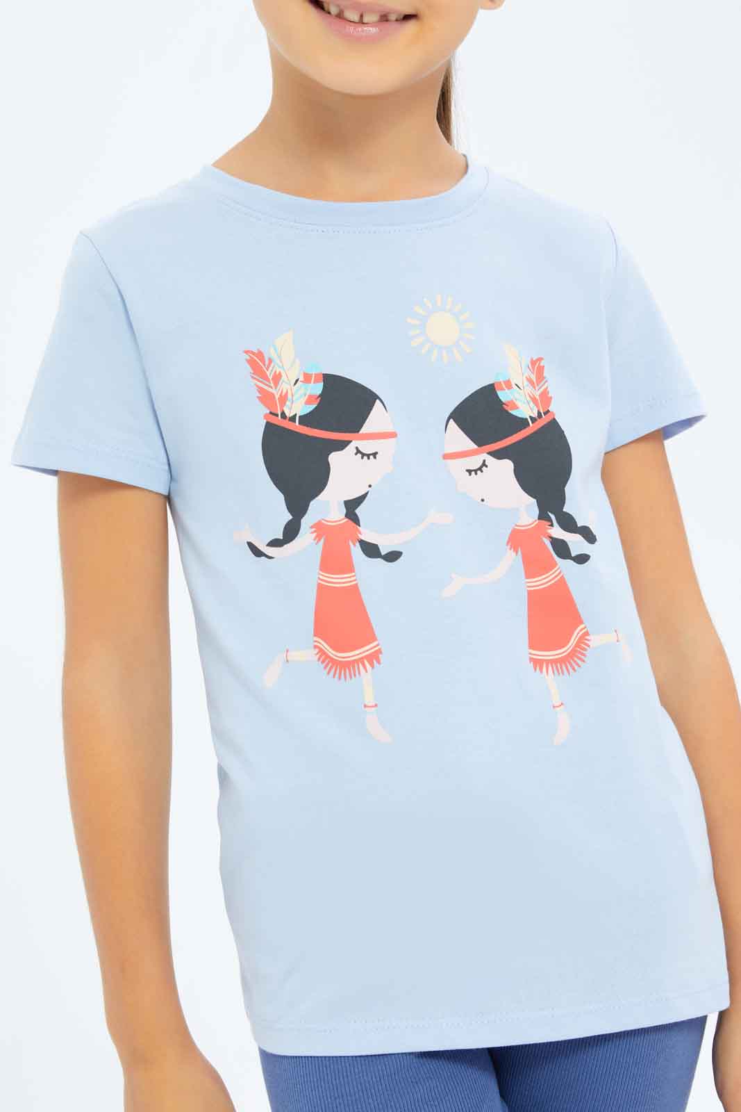 Redtag-Girls-Blue-Girl-Print-Category:T-Shirts,-Colour:Blue,-Deals:New-In,-Dept:Girls,-Filter:Girls-(2-to-8-Yrs),-GIR-T-Shirts,-New-In-GIR-APL,-Non-Sale,-S23B,-Section:Girls-(0-to-14Yrs),-TBL-Girls-2 to 8 Years