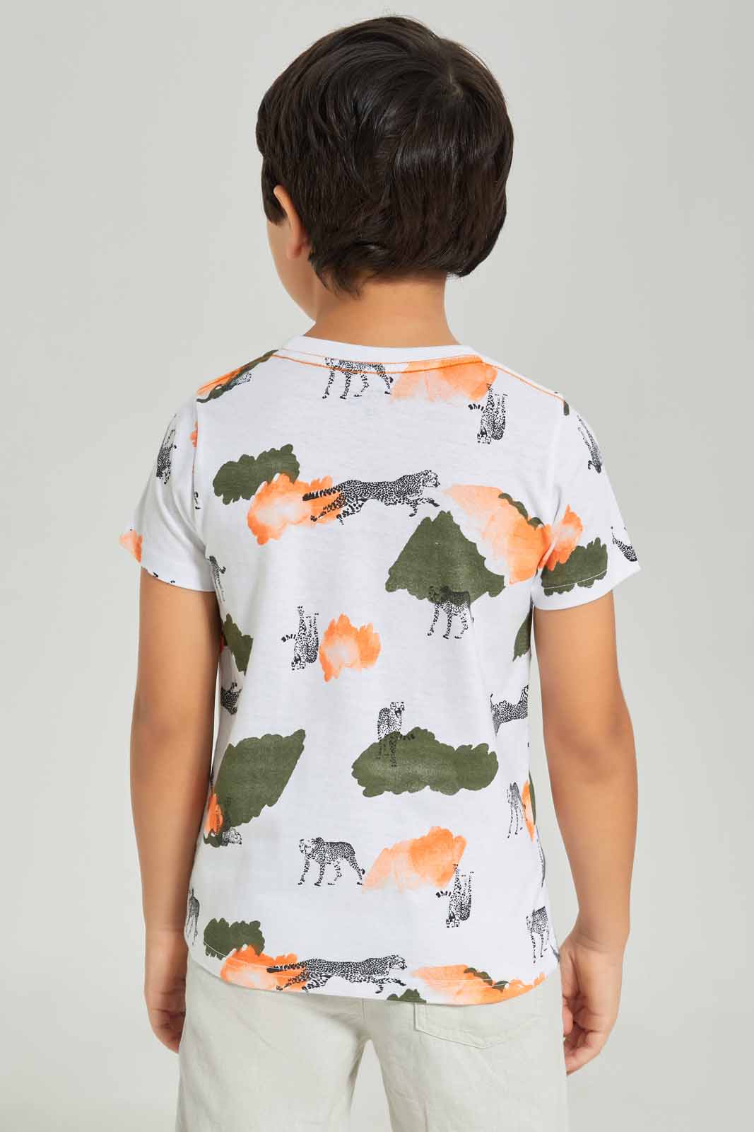 Redtag-Boys-Beige-Marble-Print-T-Shirt-And-Linen-Shorts-Set-BOY-Sets,-Category:Sets,-Colour:Beige,-Deals:New-In,-Dept:Boys,-Filter:Boys-(2-to-8-Yrs),-New-In-BOY-APL,-Non-Sale,-S23C,-Section:Boys-(0-to-14Yrs)-Boys-2 to 8 Years
