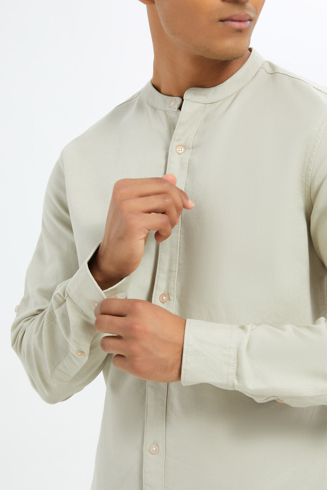 Redtag-Men-Beige-Mandarin-Collar-Full-Button-Shirt-Category:Shirts,-Colour:Beige,-Deals:New-In,-Dept:Menswear,-Filter:Men's-Clothing,-H1:MWR,-H2:GEN,-H3:SHI,-H4:CSH,-Men-Shirts,-New-In-Men-APL,-Non-Sale,-RMD,-S23C,-Season:S23C,-Section:Men-Men's-