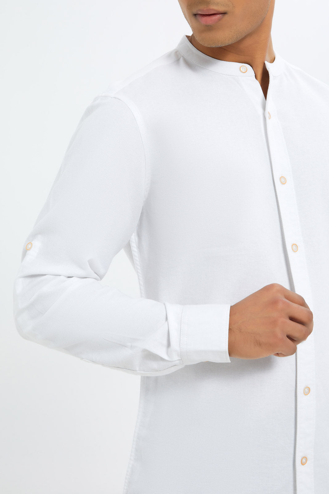 Redtag-Men-White-Mandarin-Collar-Full-Button-Shirt-Category:Shirts,-Colour:White,-Deals:New-In,-Dept:Menswear,-Filter:Men's-Clothing,-H1:MWR,-H2:GEN,-H3:SHI,-H4:CSH,-Men-Shirts,-New-In-Men-APL,-Non-Sale,-RMD,-S23C,-Season:S23C,-Section:Men-Men's-
