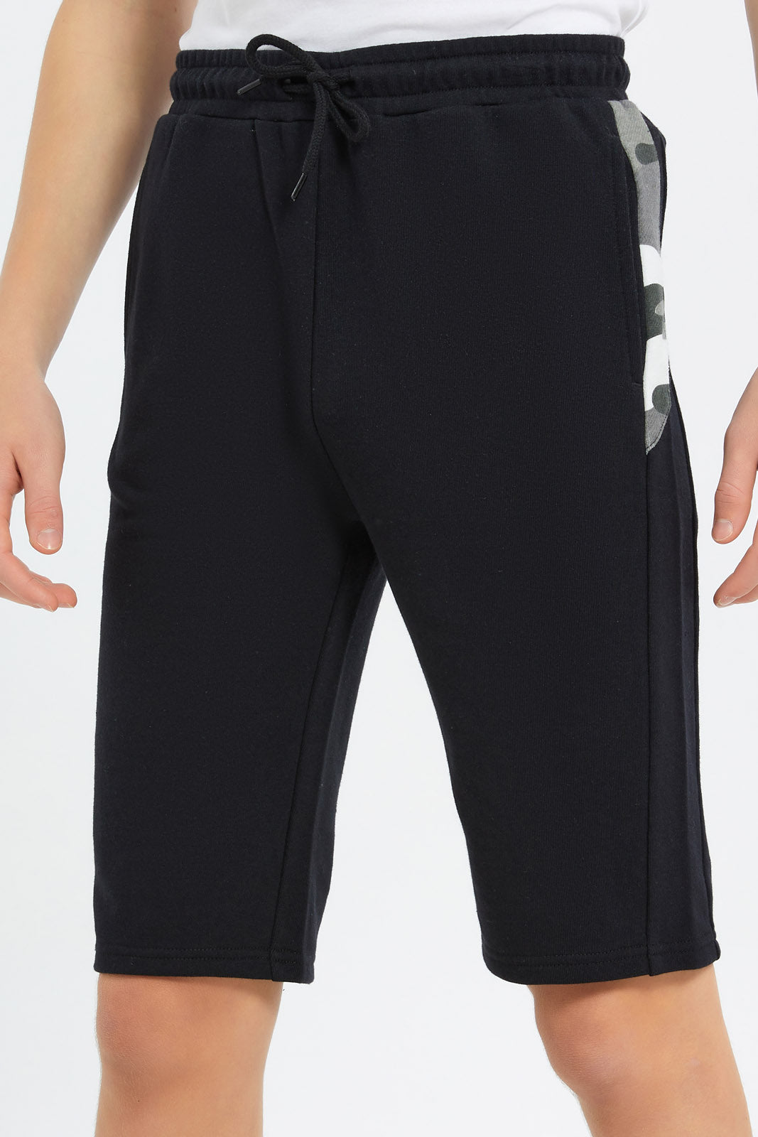 Redtag-Boys-Black-C-Active-Pants-BSR-Shorts,-Category:Shorts,-Colour:Black,-Deals:New-In,-Dept:Boys,-Filter:Senior-Boys-(8-to-14-Yrs),-H1:KWR,-H2:BSR,-H3:SPW,-H4:AST,-New-In-BSR-APL,-Non-Sale,-S23C,-Season:S23C,-Section:Boys-(0-to-14Yrs)-Senior-Boys-9 to 14 Years