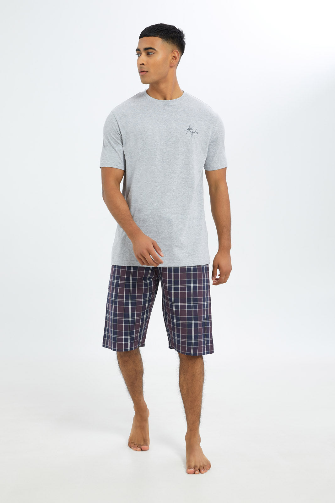 Redtag-Men-Grey-&-Navy-Shorts-Pyjama-Set-Category:Pyjama-Sets,-Colour:Grey,-Deals:New-In,-Dept:Menswear,-Filter:Men's-Clothing,-H1:MWR,-H2:GEN,-H3:NWR,-H4:PJS,-Men-Pyjama-Sets,-New-In-Men-APL,-Non-Sale,-S23C,-Season:S23C,-Section:Men-Men's-