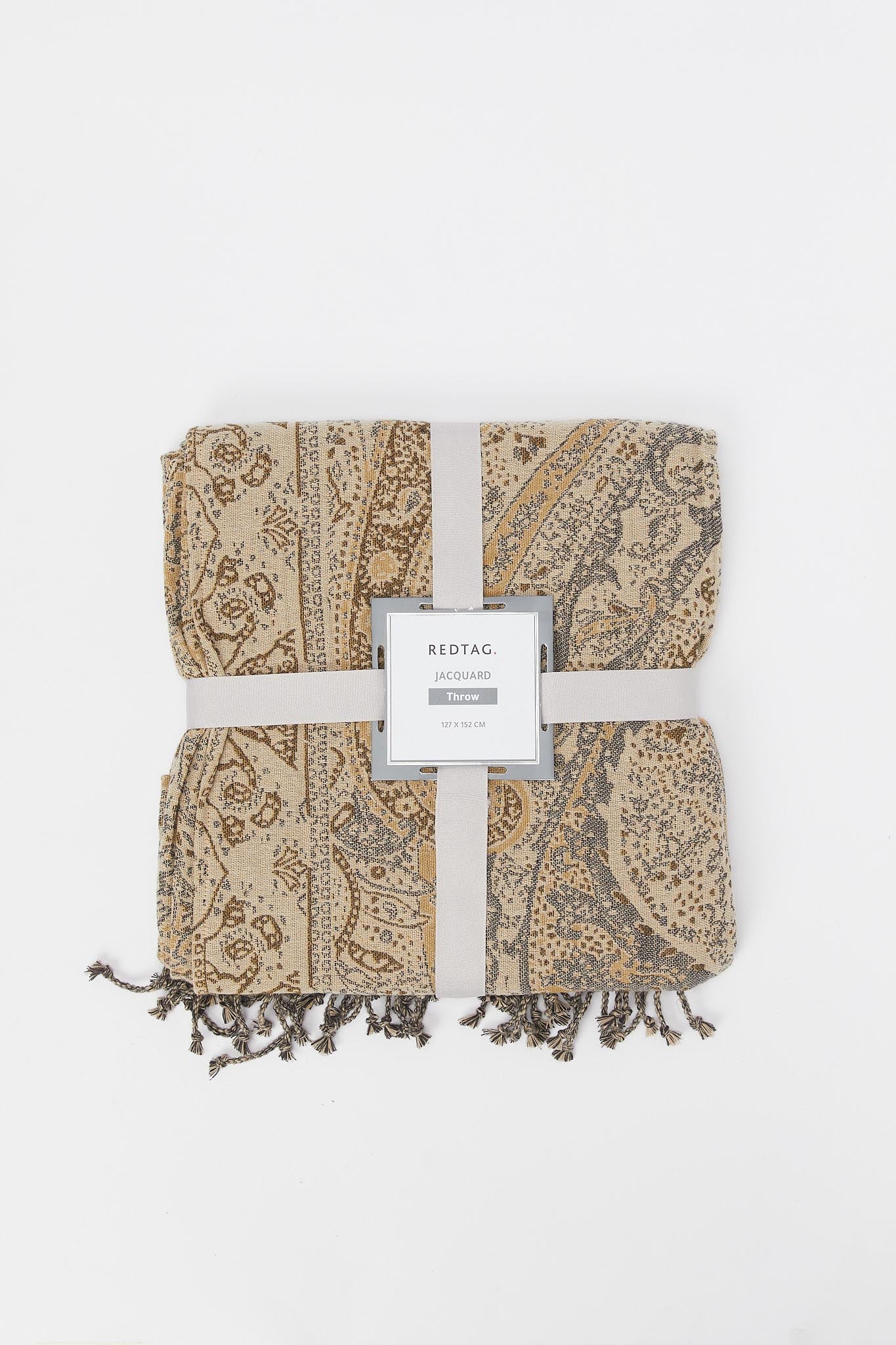 Redtag-Brown-Paisley-Jacquard-Throw-With-Rope-Fringe-Category:Throws,-Colour:Brown,-Deals:New-In,-Filter:Home-Bedroom,-H1:HMW,-H2:BED,-H3:BEC,-H4:THR,-HMW-BED-Throws,-New-In-HMW-BED,-Non-Sale,-Promo:JULIETTE,-S23B,-Season:S23B,-Section:Homewares,-Style:JACQUARD-Home-Bedroom-