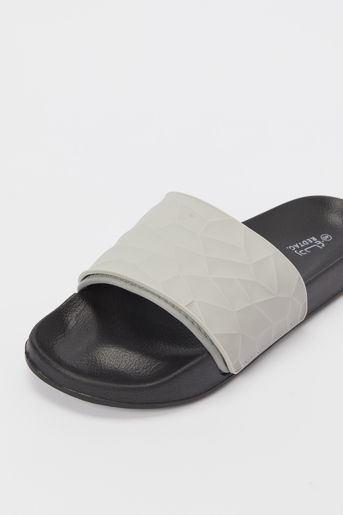 Redtag-Grey-Geometric-Slide-Category:Shoes,-Colour:Grey,-Deals:New-In,-Filter:Men's-Footwear,-H1:FOO,-H2:GEN,-H3:SAF,-H4:FLF,-Men-Flip-Flops,-N/A,-New-In-Men-FOO,-Non-Sale,-S23B,-Season:S23B,-Section:Men-Men's-