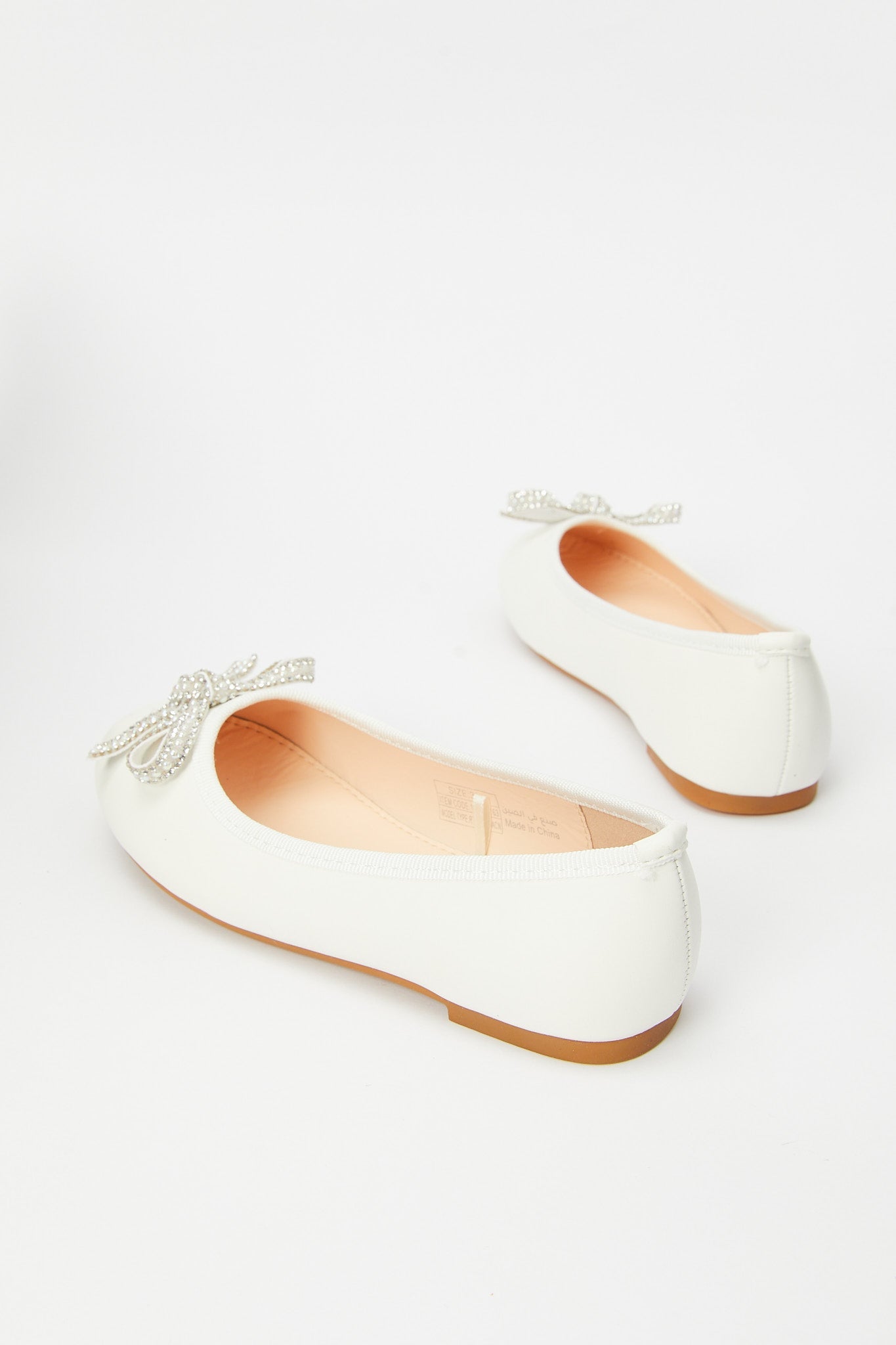 Redtag-White-Bow-Trim-Ballerina-Category:Shoes,-Colour:White,-Deals:New-In,-Filter:Girls-Footwear-(5-to-14-Yrs),-GSR-Shoes,-H1:FOO,-H2:GSR,-H3:SHO,-H4:CAH,-New-In-GSR-FOO,-Non-Sale,-Promo:,-RMD,-S23B,-Season:S23B,-Section:Girls-(0-to-14Yrs)-Senior-Girls-5 to 14 Years