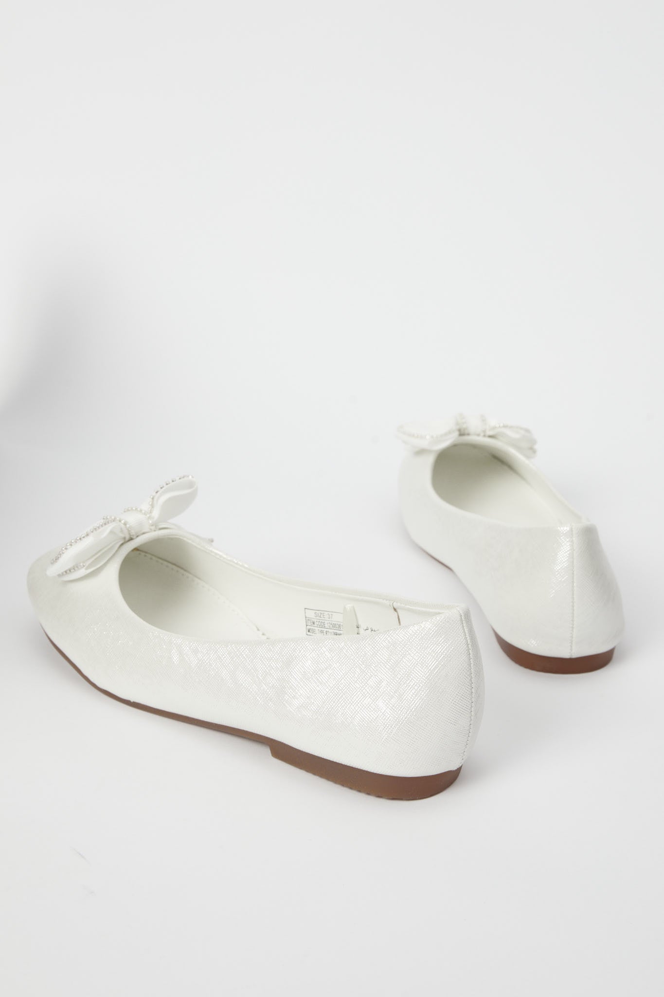 Redtag-White-Bow-Trim-Ballerina-Category:Shoes,-Colour:White,-Deals:New-In,-Filter:Girls-Footwear-(5-to-14-Yrs),-GSR-Shoes,-H1:FOO,-H2:GSR,-H3:SHO,-H4:CAH,-New-In-GSR-FOO,-Non-Sale,-Promo:,-RMD,-S23B,-Season:S23B,-Section:Girls-(0-to-14Yrs)-Senior-Girls-5 to 14 Years