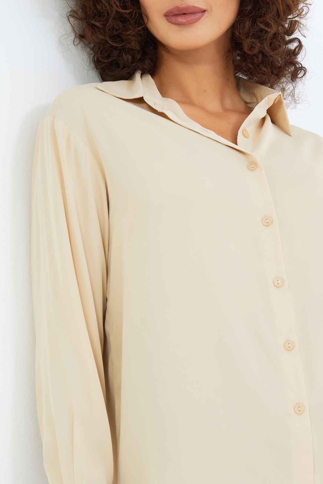 Redtag-Women-Beige-Basic-Satin-Shirt-Solid-Category:Blouses,-Colour:Beige,-Deals:New-In,-Filter:Women's-Clothing,-KSH,-New-In-Women-APL,-Non-Sale,-S23B,-Section:Women,-Women-Blouses-Women's-