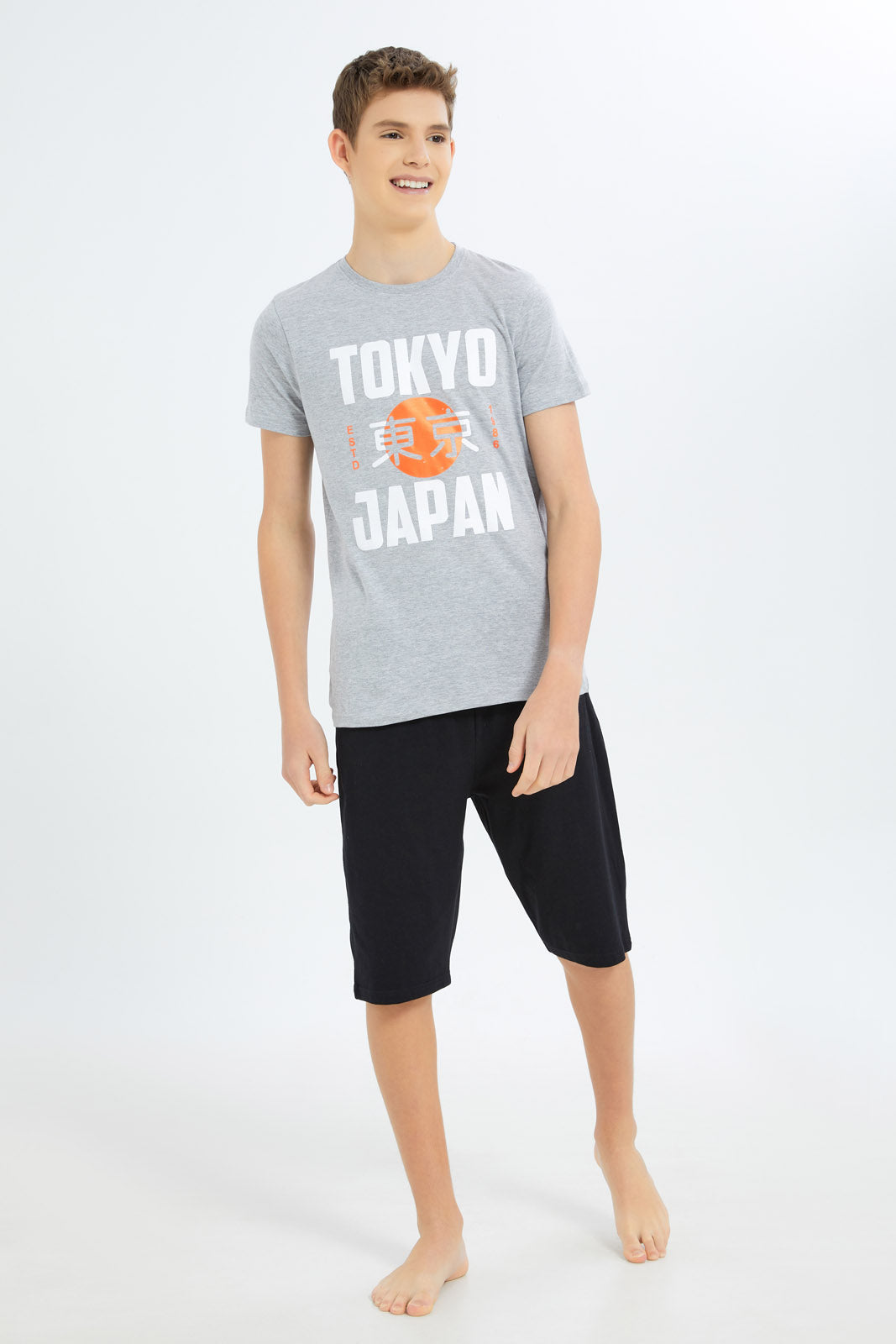 Redtag-Boys-Grey-Mel-Tokyo-Japan-Nightsuit-BSR-Pyjama-Sets,-Category:Pyjama-Sets,-Colour:Grey,-Deals:New-In,-Filter:Senior-Boys-(8-to-14-Yrs),-New-In-BSR-APL,-Non-Sale,-S23B,-Section:Boys-(0-to-14Yrs),-VLM-Senior-Boys-9 to 14 Years