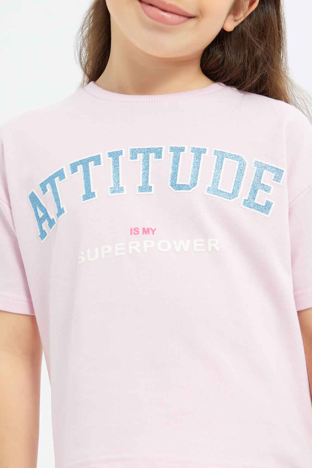 Redtag-Girls-Pink-Cropped-Tshirt-Category:T-Shirts,-Colour:Apricot,-Deals:New-In,-Filter:Girls-(2-to-8-Yrs),-GIR-T-Shirts,-New-In-GIR-APL,-Non-Sale,-S23B,-Section:Girls-(0-to-14Yrs)-Girls-2 to 8 Years