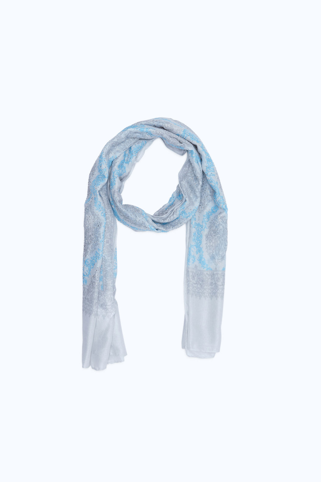 Redtag-Blue-And-Grey-Embellished-Scarf-Category:Scarves,-Colour:Assorted,-Filter:Women's-Accessories,-New-In,-New-In-Women-ACC,-Non-Sale,-RMD,-S23B,-Section:Women,-Women-Scarves-Women-