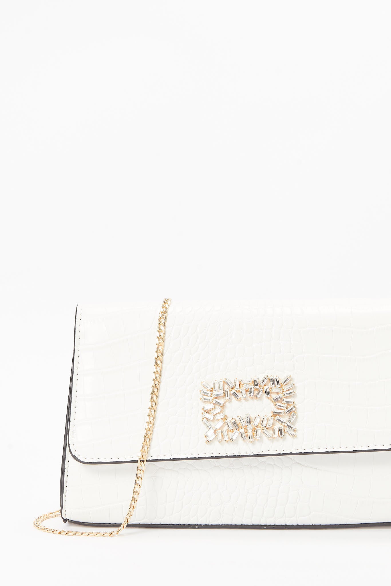 Redtag-White-Embellished-Clutch-Bag-Category:Bags,-Colour:White,-Filter:Women's-Accessories,-H1:ACC,-H2:LAD,-H3:LAB,-H4:HBG,-New-In,-New-In-Women-ACC,-Non-Sale,-S23B,-Season:S23B,-Section:Women,-Women-Bags-Women-