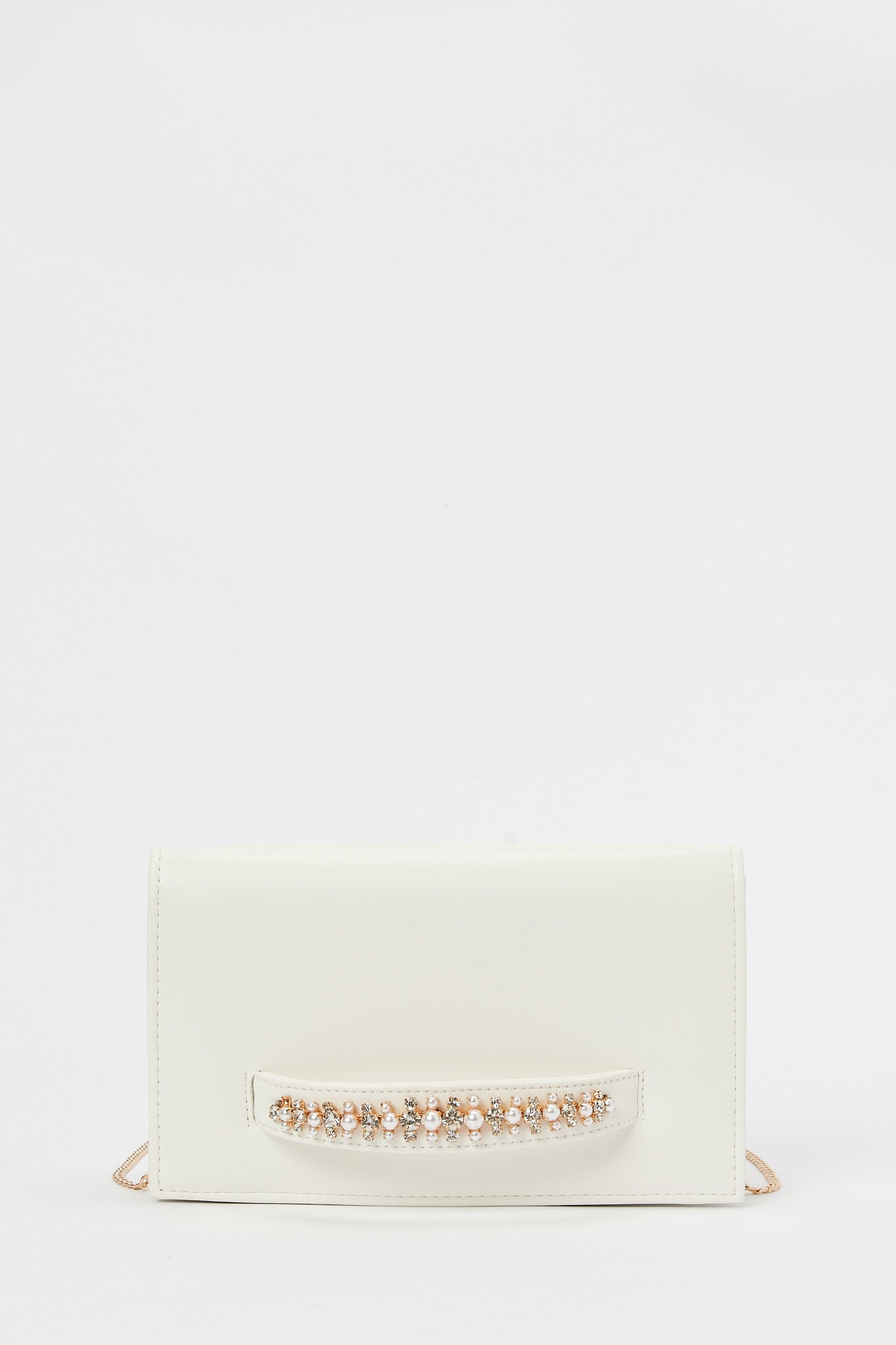Redtag-White-Embellished-Clutch-Bag-Category:Bags,-Colour:White,-Filter:Women's-Accessories,-New-In,-New-In-Women-ACC,-Non-Sale,-RMD,-S23B,-Section:Women,-Women-Bags-Women-