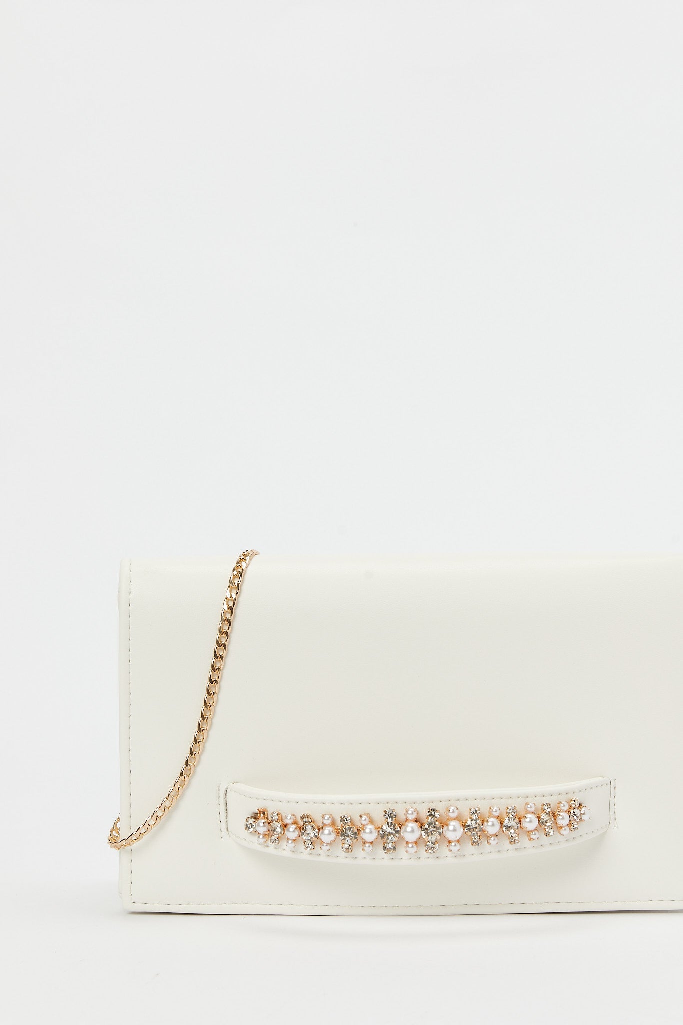 Redtag-White-Embellished-Clutch-Bag-Category:Bags,-Colour:White,-Filter:Women's-Accessories,-New-In,-New-In-Women-ACC,-Non-Sale,-RMD,-S23B,-Section:Women,-Women-Bags-Women-