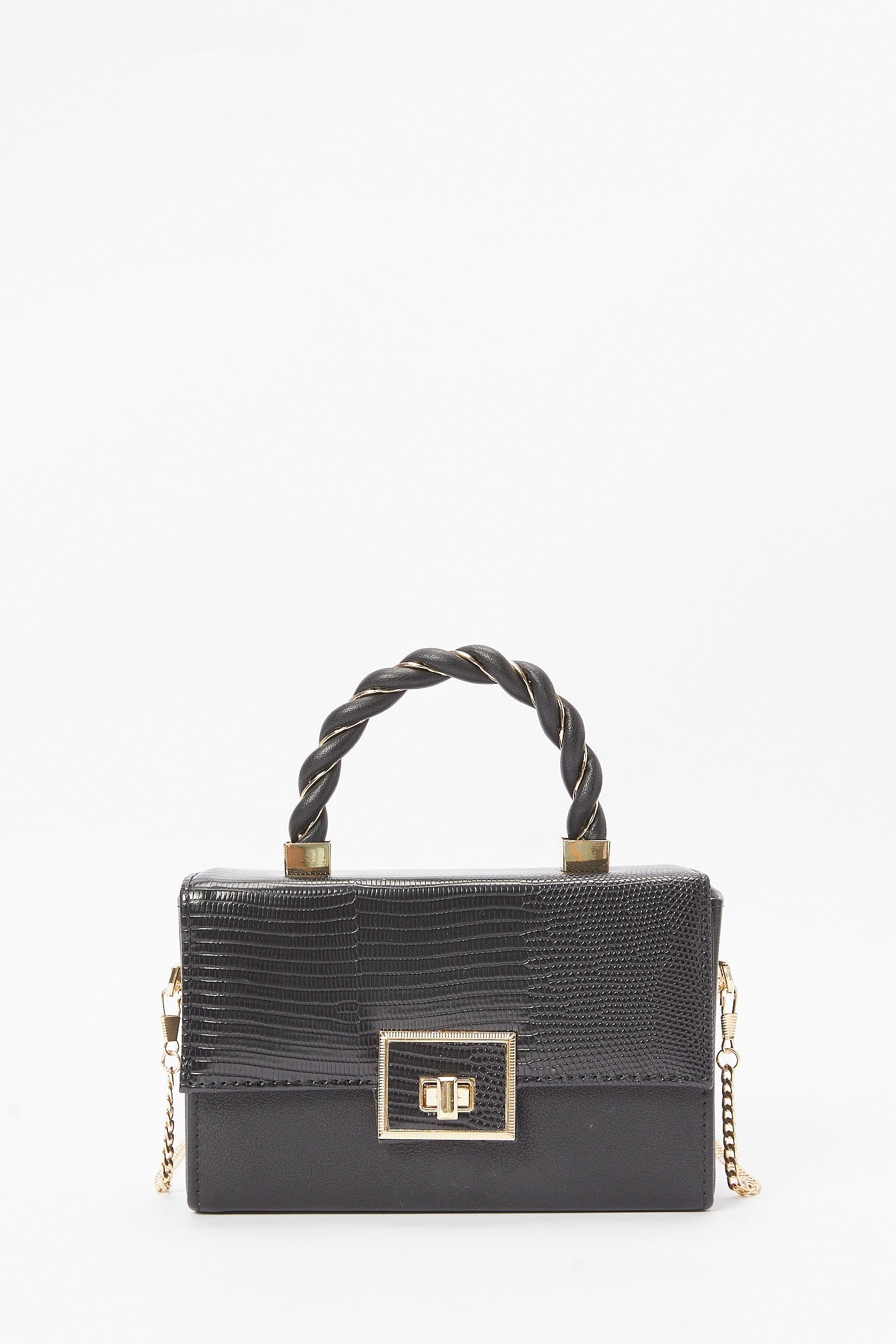 Redtag-Black-Embellished-Buckle-Clutch-Bag-Category:Bags,-Colour:Black,-Filter:Women's-Accessories,-New-In,-New-In-Women-ACC,-Non-Sale,-S23B,-Section:Women,-Women-Bags-Women-