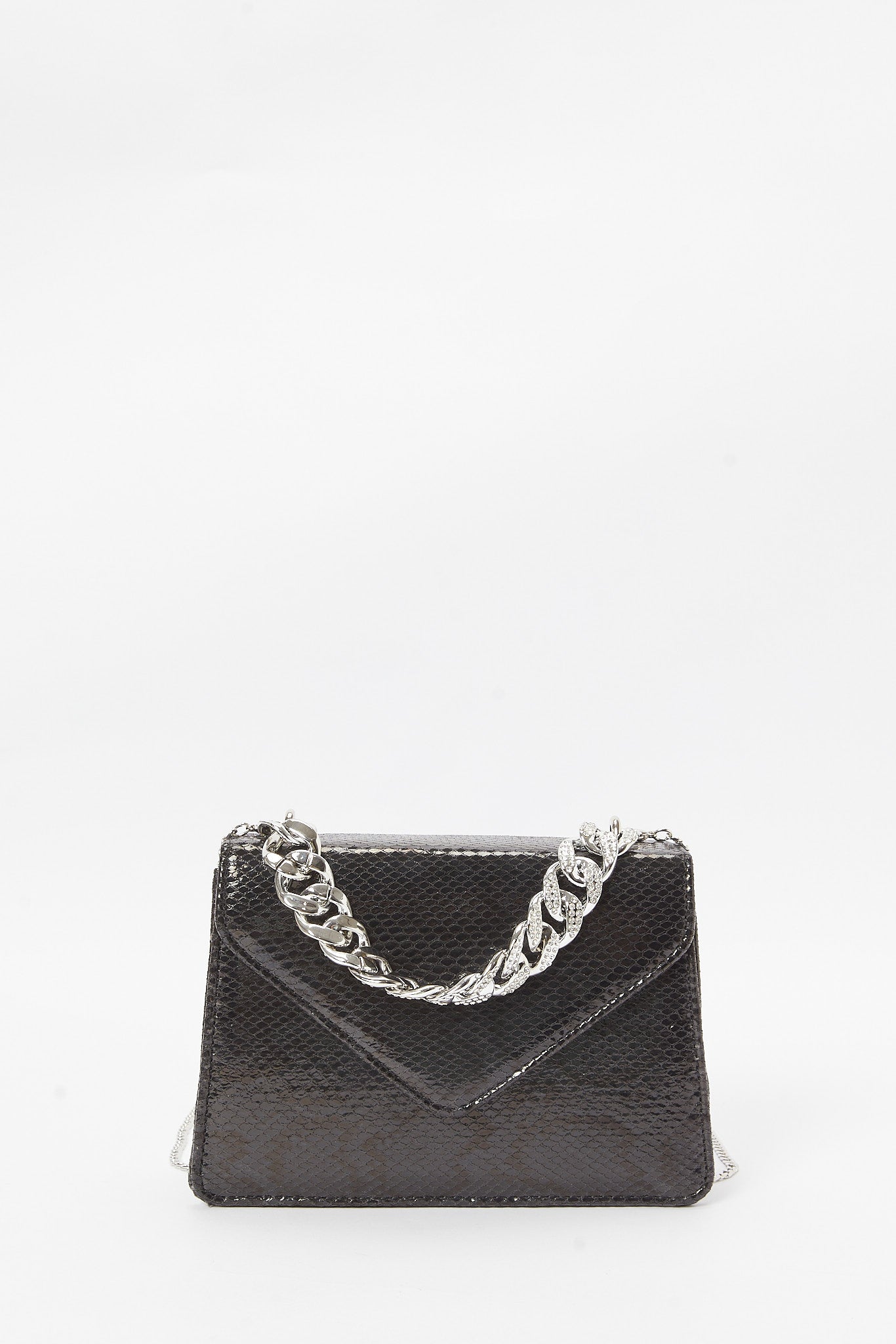 Redtag-Black-Embellished-Envelope-Bag-With-Chunky-Chain-Category:Bags,-Colour:Black,-Filter:Women's-Accessories,-New-In,-New-In-Women-ACC,-Non-Sale,-S23B,-Section:Women,-Women-Bags-Women-