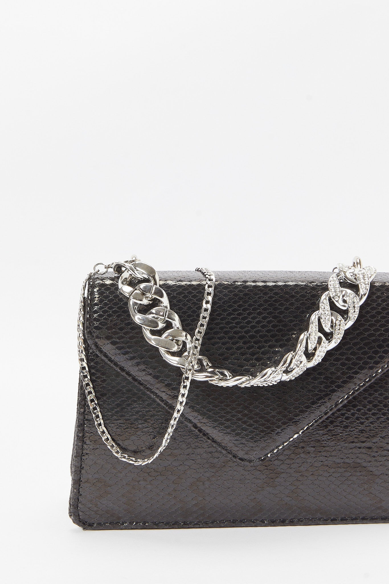 Redtag-Black-Embellished-Envelope-Bag-With-Chunky-Chain-Category:Bags,-Colour:Black,-Filter:Women's-Accessories,-New-In,-New-In-Women-ACC,-Non-Sale,-S23B,-Section:Women,-Women-Bags-Women-