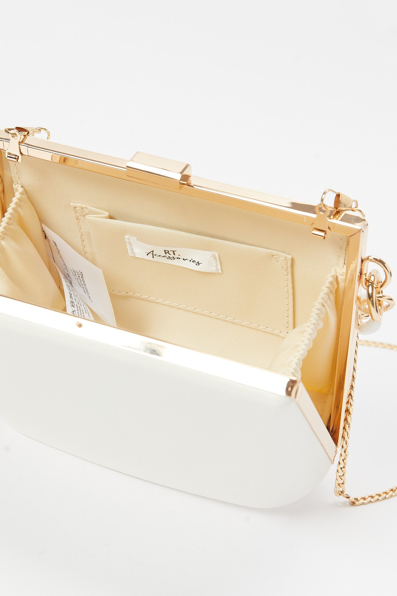 Redtag-White-Embellished-Evening-Clutch-Bag-With-Resin-Chain-Category:Bags,-Colour:White,-Filter:Women's-Accessories,-New-In,-New-In-Women-ACC,-Non-Sale,-S23B,-Section:Women,-Women-Bags-Women-