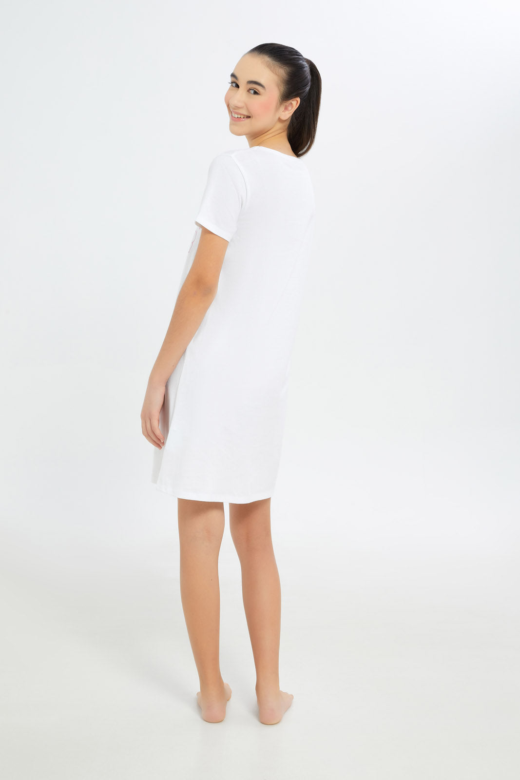 Redtag-Girls-Basic-Nightdress-Category:Nightshirts,-Colour:White,-Deals:New-In,-Filter:Senior-Girls-(8-to-14-Yrs),-GSR-Nightshirts,-H1:KWR,-H2:GSR,-H3:NWR,-H4:NSH,-New-In-GSR-APL,-Non-Sale,-S23C,-Season:S23C,-Section:Girls-(0-to-14Yrs)-Senior-Girls-9 to 14 Years