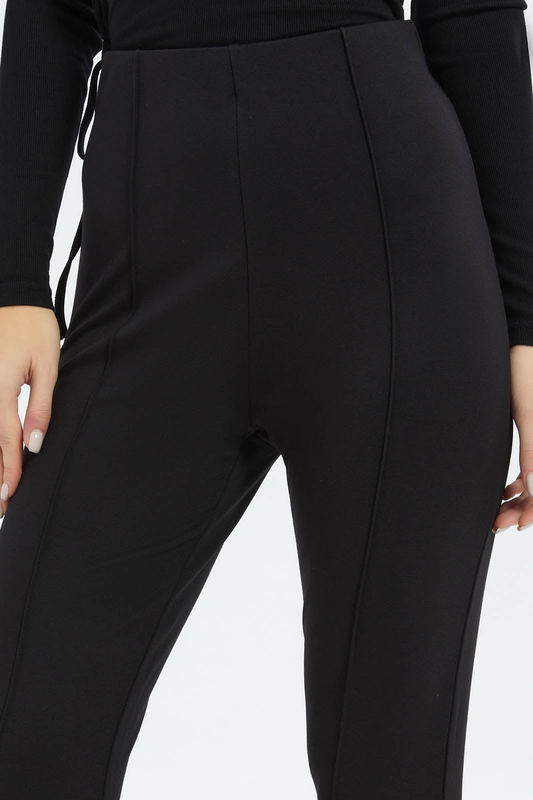 Redtag-Women-Black-Pleated-Pontie-Legging-Category:Leggings,-Colour:Black,-Deals:New-In,-Filter:Women's-Clothing,-New-In-Women-APL,-Non-Sale,-S23B,-Section:Women,-Women-Leggings-Women's-