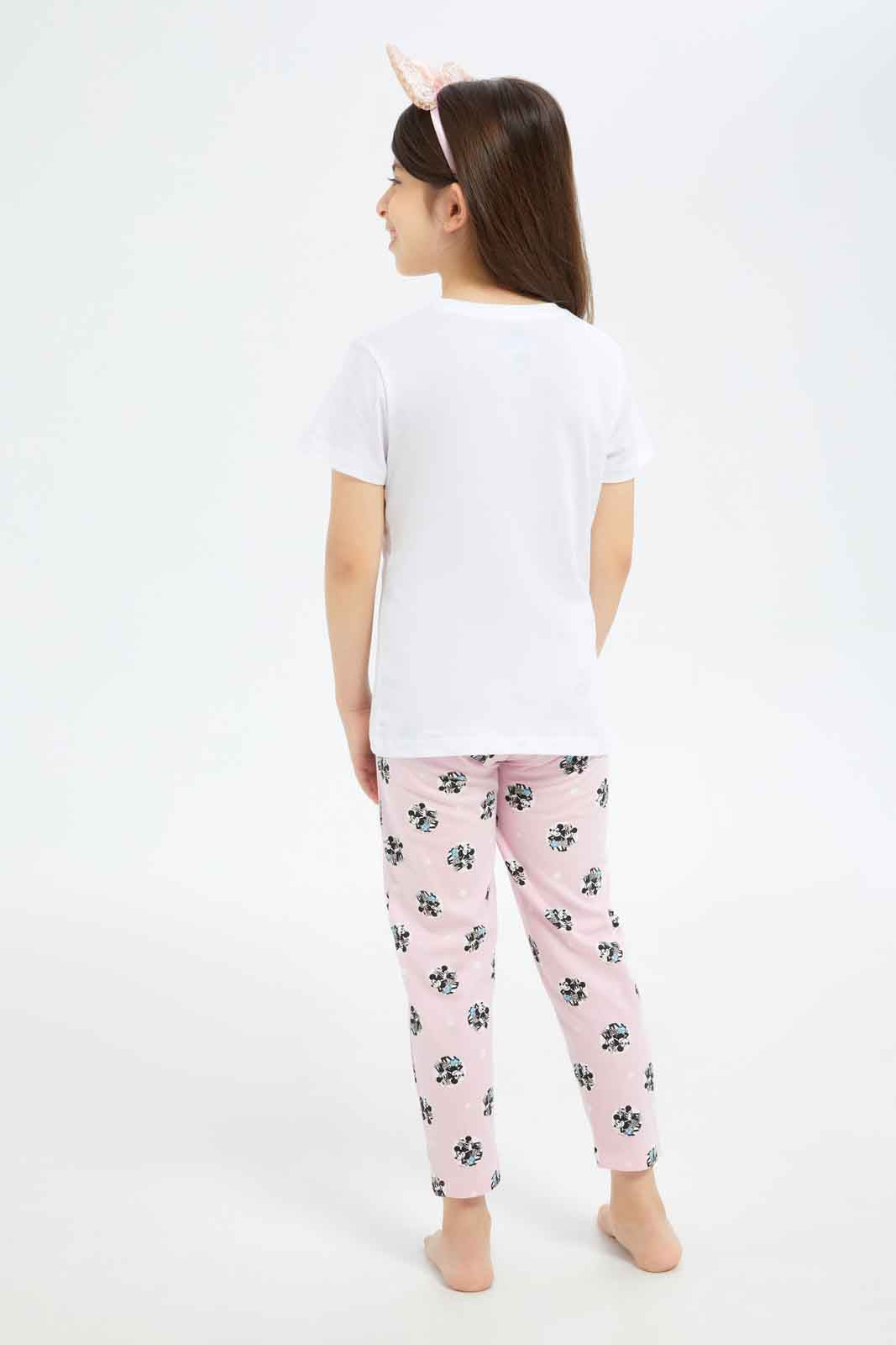 Redtag-Girls-White/Pink-Minnie-Pj-Set-Category:Pyjama-Sets,-CHA,-Colour:Assorted,-Deals:New-In,-Filter:Girls-(2-to-8-Yrs),-GIR-Pyjama-Sets,-New-In-GIR-APL,-Non-Sale,-S23B,-Section:Girls-(0-to-14Yrs)-Girls-2 to 8 Years