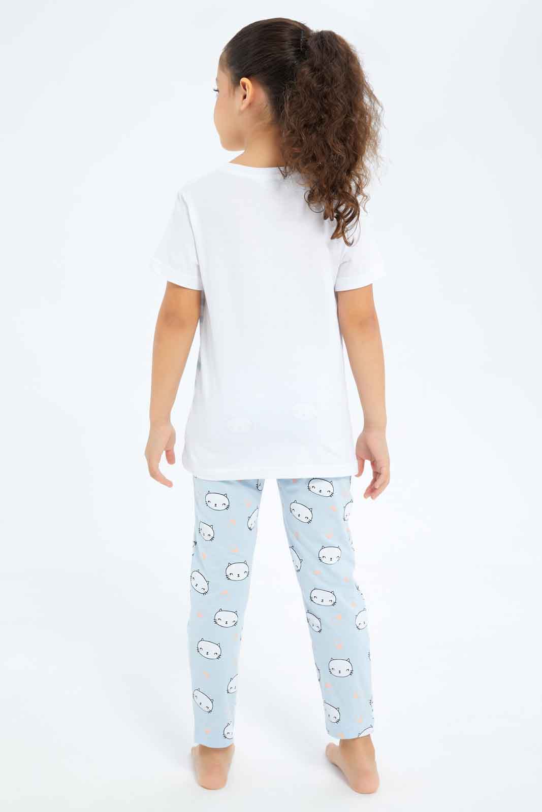Redtag-Girls-White/Blue-Panda-Pj-Set-Category:Pyjama-Sets,-CHA,-Colour:Assorted,-Deals:New-In,-Filter:Girls-(2-to-8-Yrs),-GIR-Pyjama-Sets,-New-In-GIR-APL,-Non-Sale,-S23B,-Section:Girls-(0-to-14Yrs)-Girls-2 to 8 Years